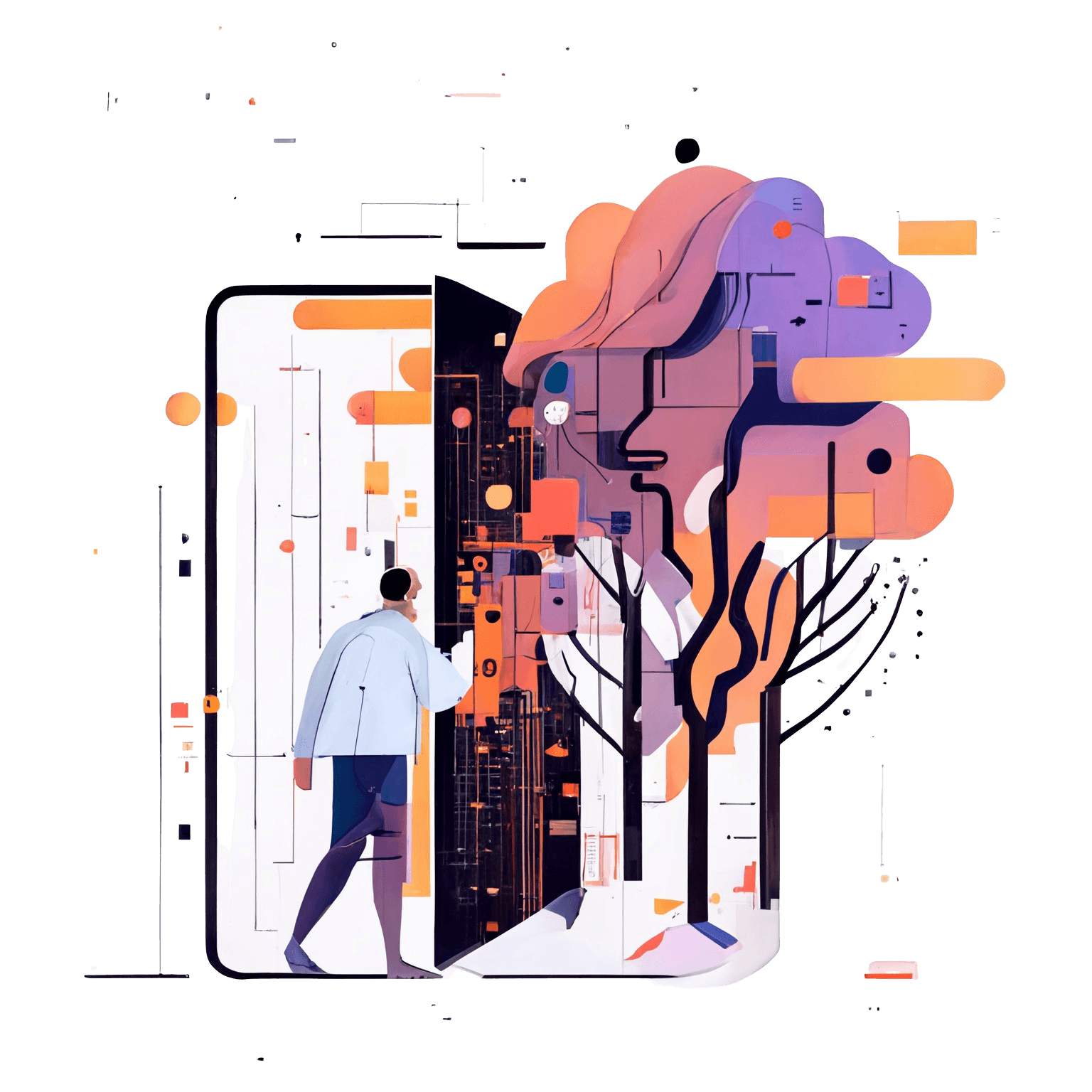 Man Entering High Tech Door